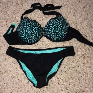 Black and teal bikini